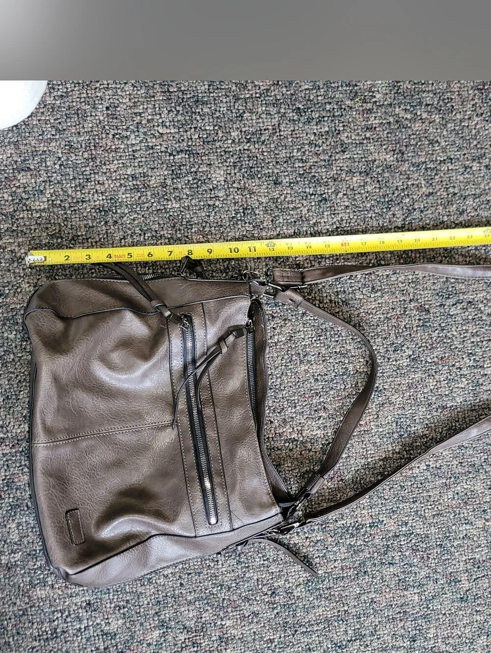 Brown Leather-Style Hobo Shoulder Bag - Casual Everyday
